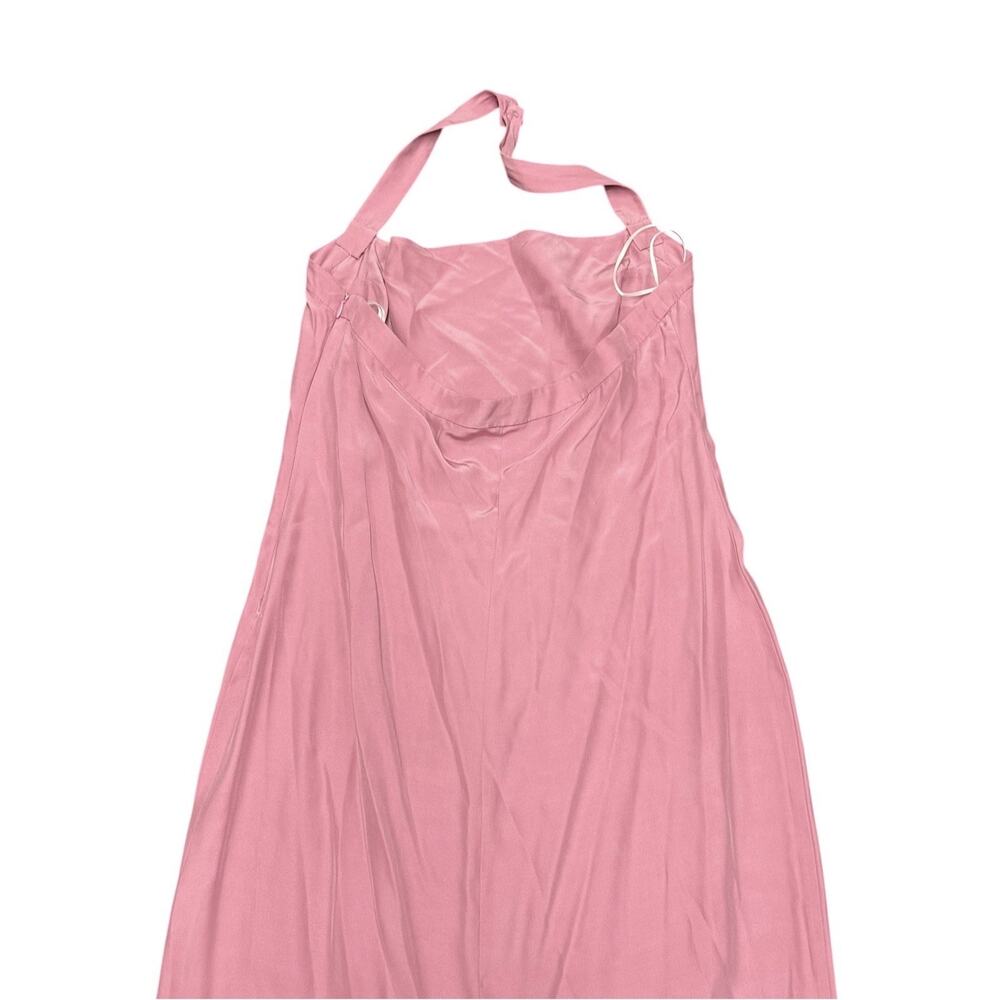 Reformation Alli Silk Midi Dress Sugar Plum Halter Pink Size 10 Square Neck - Picture 6 of 14
